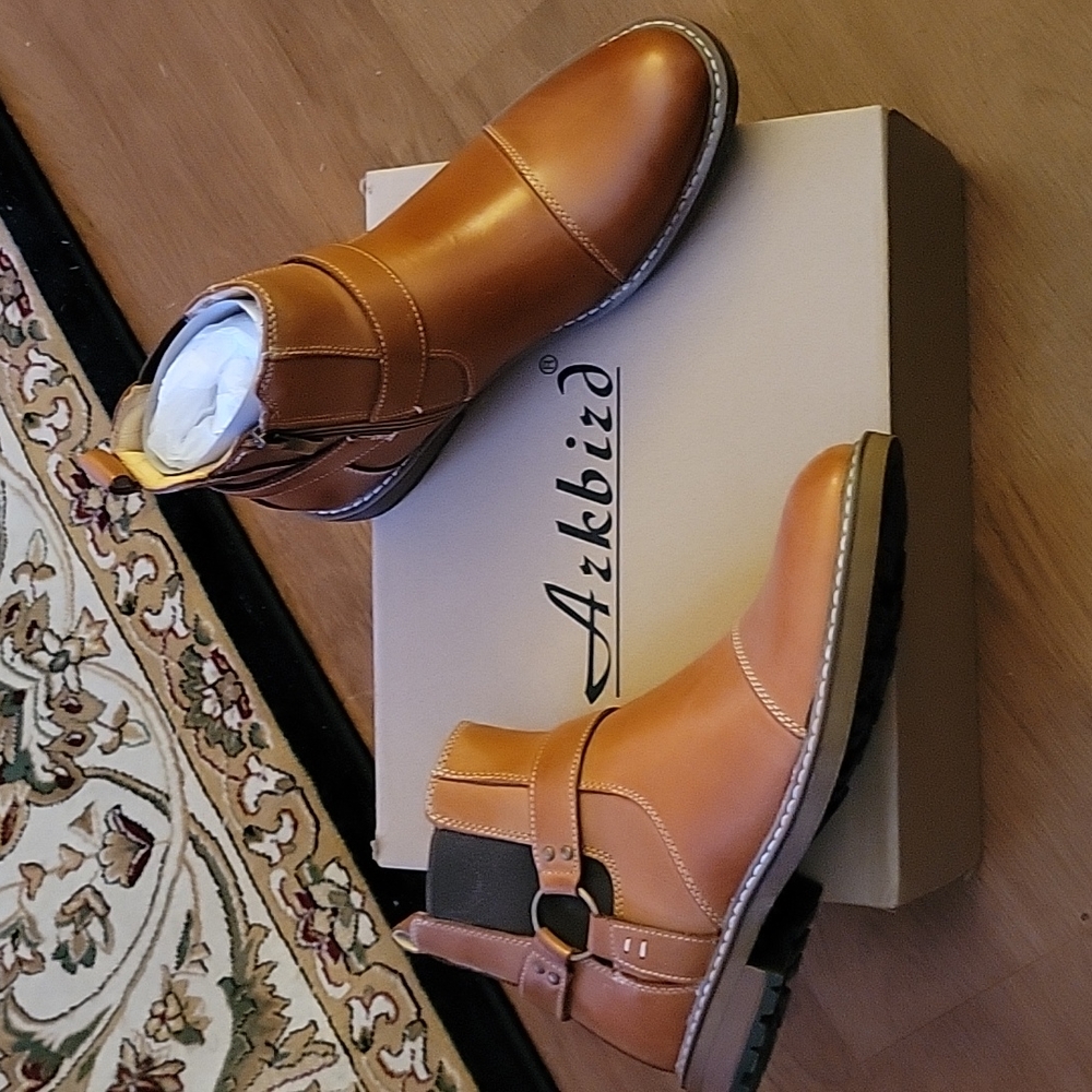 Arkbird Chelsea brown genuine leather ankle boots oxfords casual dress Sz 6 New